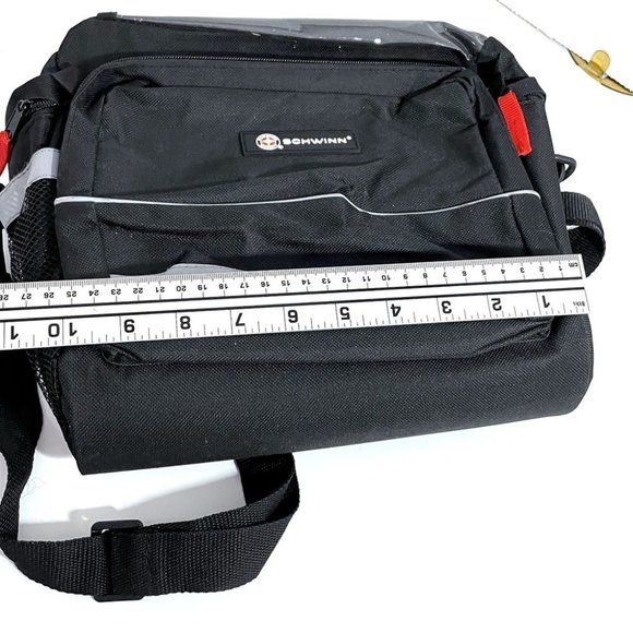 Schwinn Bike Handlebar Pannier Black Hard Plastic Lined Reflective New - Picture 7 of 7